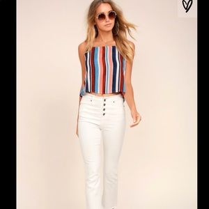 Beyond the Sea Peach Striped Crop Top